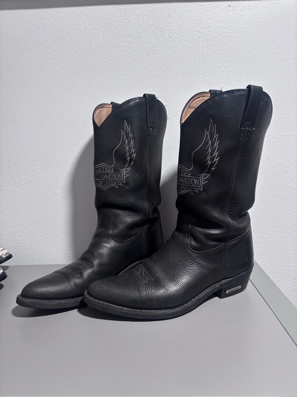 Harley-Davidson black leather cowboy boots Mens Size 11.5
